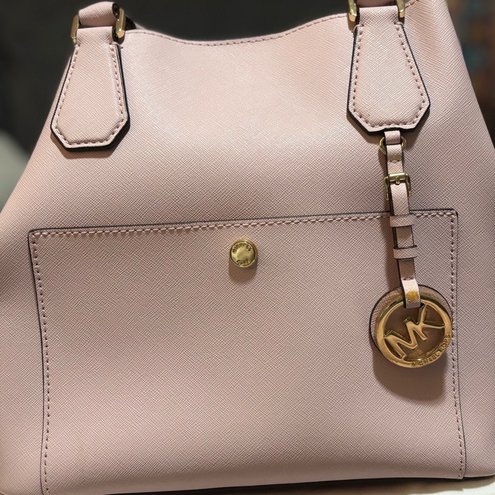 Michael Kors Pink Shoulder Bag with Gold Hardware